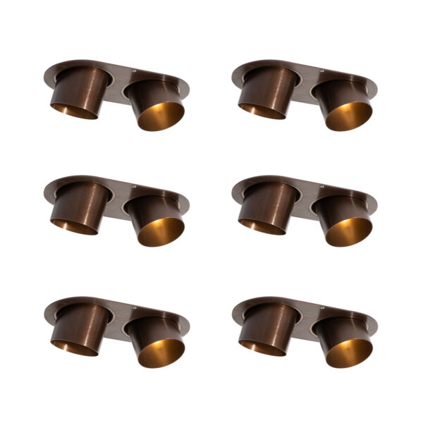 6 darabos süllyesztett spotlámpa szett sötét bronz GU10 70mm dönthető 2-lámpás - Installa