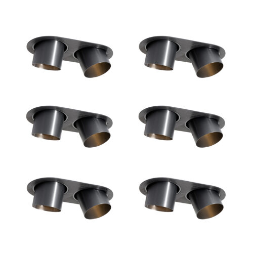 6 darabos süllyesztett spotlámpa készlet fegyverszürke GU10 70mm dönthető 2-lámpás - Installa