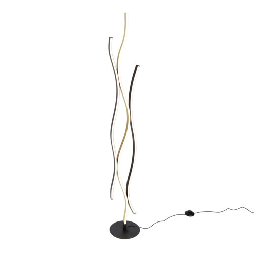 Design vloerlamp zwart met goud incl. LED dimbaar - Blaze