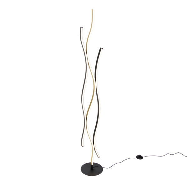 Design vloerlamp zwart met goud incl. LED dimbaar - Blaze