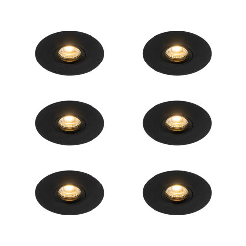 6 db Modern süllyesztett folt fekete 12 cm - Buco