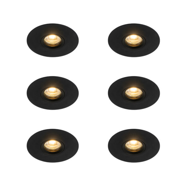 6 db Modern süllyesztett folt fekete 12 cm - Buco