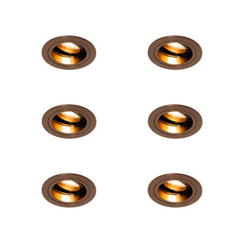 6 darabos süllyesztett spotlámpa szett sötét bronz kerek állítható - Chuck