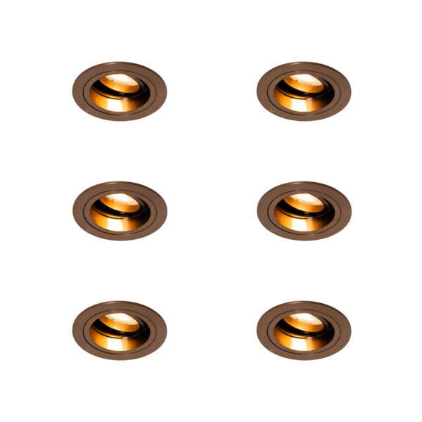 6 darabos süllyesztett spotlámpa szett sötét bronz kerek állítható - Chuck