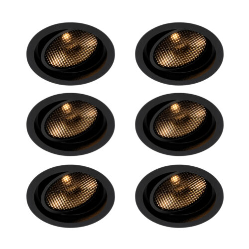 6 darabos modern fekete állítható süllyesztett spotlámpa szett - Coop 111 Honey