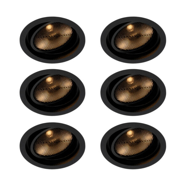 6 darabos modern fekete állítható süllyesztett spotlámpa szett - Coop 111 Honey