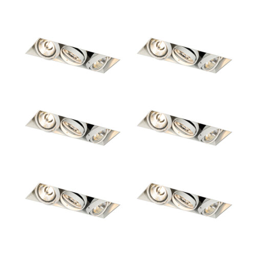 6 darabos süllyesztett spotlámpa szett fehér GU10 AR70 Trimless 3-Lights - Oneon