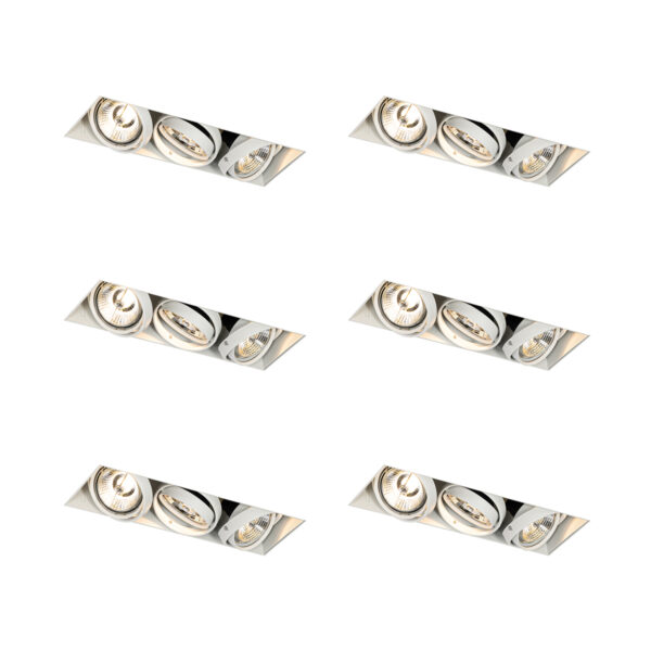 6 darabos süllyesztett spotlámpa szett fehér GU10 AR70 Trimless 3-Lights - Oneon