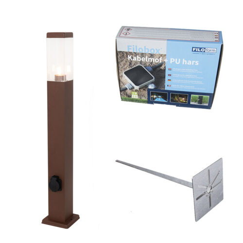 Kültéri lámpa rozsdabarna 80 cm foglalattal IP44 - Malios
