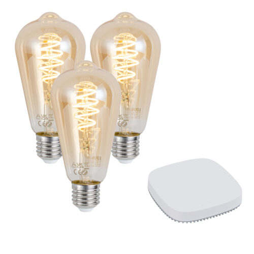 3 darabos intelligens E27-es dimmelhető LED izzókészlet ST64 4