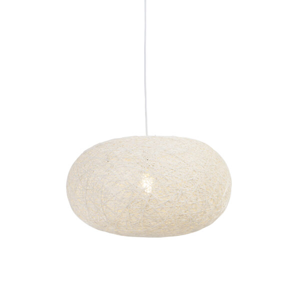 Rusztikus lógólámpa fehér 50 cm - Corda Flat
