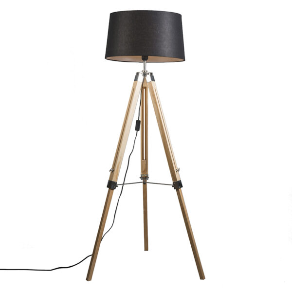 Állólámpa natúr fekete vászon búrával 45 cm - Tripod