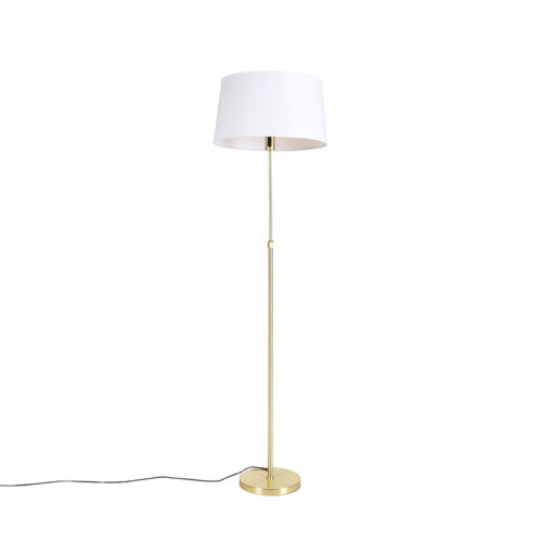 Arany/Réz állólámpa fehér vászon búrával 45 cm - Parte