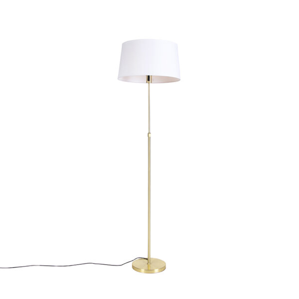Arany/Réz állólámpa fehér vászon búrával 45 cm - Parte
