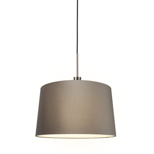 Modern függőlámpa acél és fekete árnyékolóval 45 cm bézs - Combi