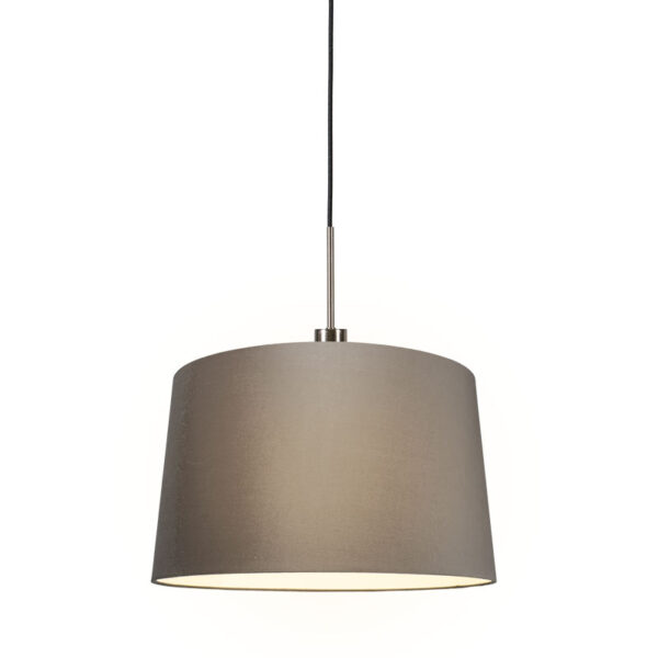 Modern függőlámpa acél és fekete árnyékolóval 45 cm bézs - Combi