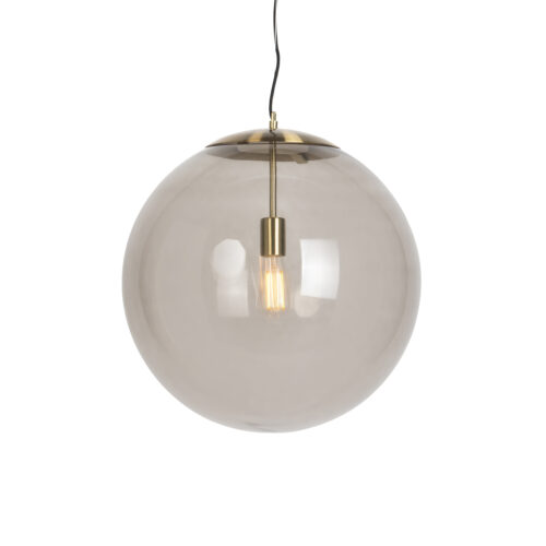 Modern lógólámpa sárgarézzel és füstüveggel 50 cm - Ball