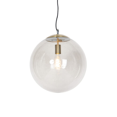 Modern lógólámpa sárgarézzel és füstüveggel 40 cm - Ball