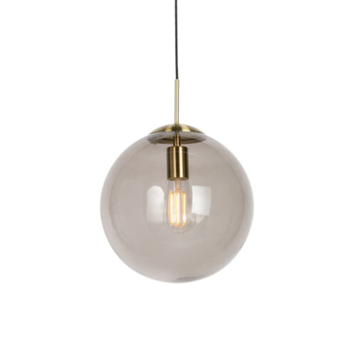 Modern lógólámpa sárgarézzel és füstüveggel 30 cm - Ball