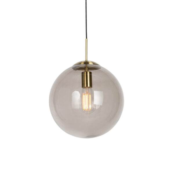 Modern lógólámpa sárgarézzel és füstüveggel 30 cm - Ball