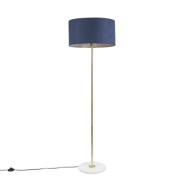 Állólámpa sárgarézzel kék árnyékolóval 50 cm - Kaso