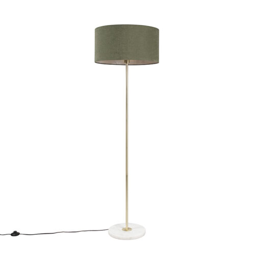 Állólámpa sárgarézzel és zöld árnyékolóval 50 cm - Kaso