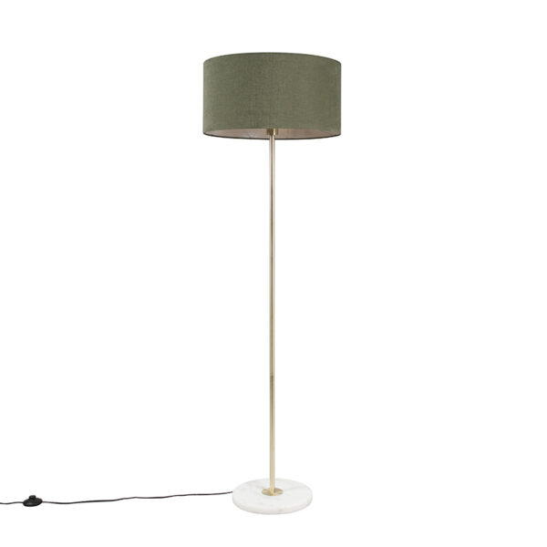 Állólámpa sárgarézzel és zöld árnyékolóval 50 cm - Kaso