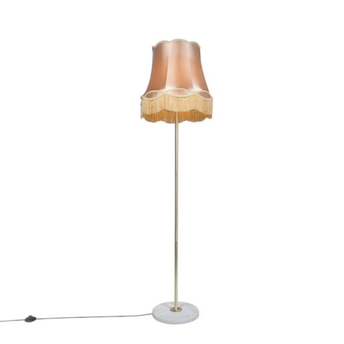Retro állólámpa sárgarézzel és Granny búrával aranyban 45 cm - Kaso