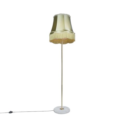 Retro állólámpa sárgarézzel és zöld Granny búrával 45 cm - Kaso