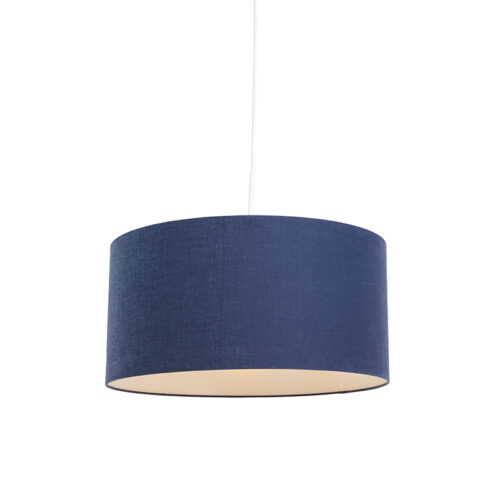 Modern függőlámpa fehér antik kék árnyékolóval 50 cm - Combi 1