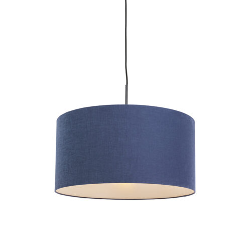 Modern függőlámpa fekete antik kék árnyékolóval 50 cm - Combi 1