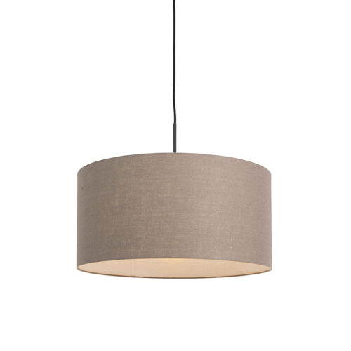 Rusztikus lógólámpa fekete barna árnyékolóval 50 cm - Combi 1