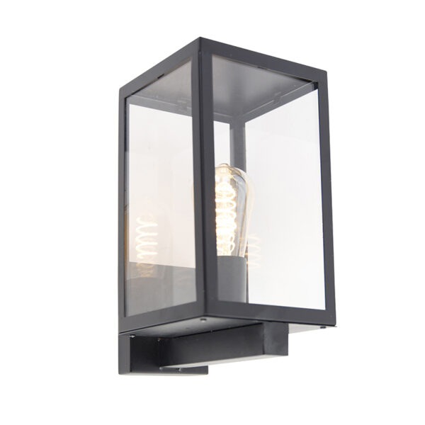Modern kültéri fali lámpa fekete üveggel 30 cm - Rotterdam
