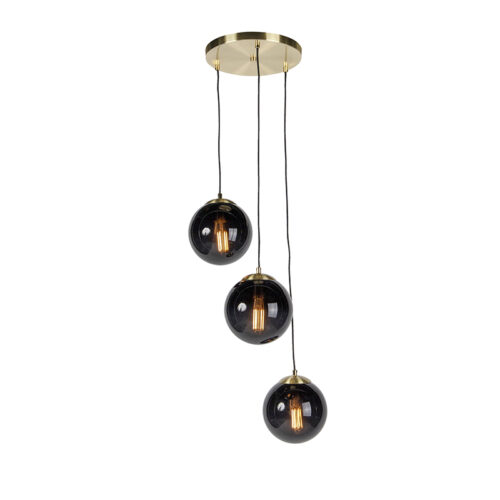 Art Deco medál arany fekete üveggel 3-lámpás - Pallon