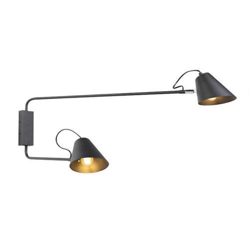 Design fali lámpa fekete 2-lámpás állítható - Lune