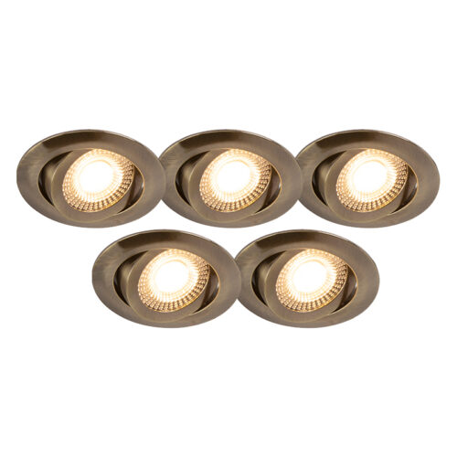 5 db modern beépített spotlámpa szett bronz színben
