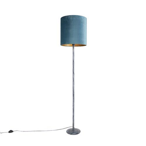 Állólámpa antik szürke bársony árnyalattal kék 40 cm - Simplo