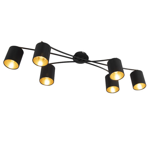 Modern mennyezeti lámpa fekete 6 lámpás - Lofty