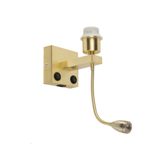 Art Deco fali lámpa arany USB-vel és rugalmas karral - Brescia Combi