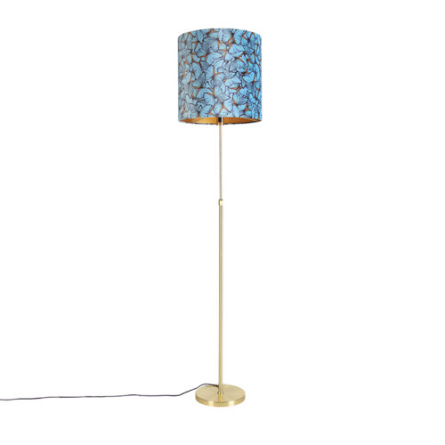 Állólámpa arany/bronz bársony árnyékolóval pillangókkal 40/40 cm - Parte