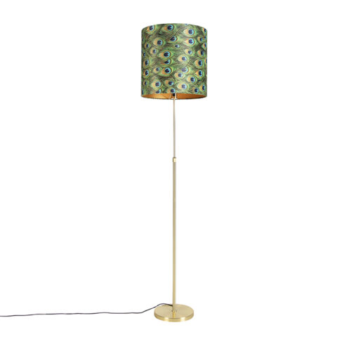 Állólámpa arany/bronz bársony árnyékolóval páva 40/40 cm - Parte