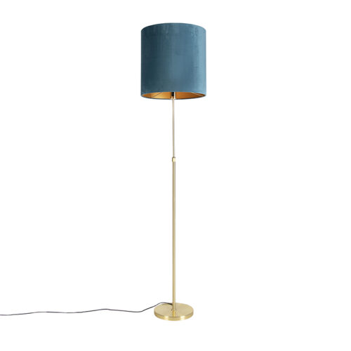Állólámpa arany/bronz kék bársony búrával 40/40 cm - Parte