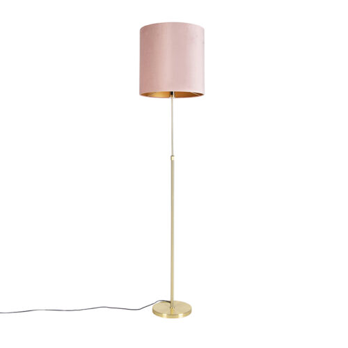 Állólámpa arany/bronz rózsaszín bársony búrával 40/40 cm - Parte