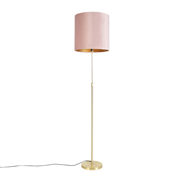 Állólámpa arany/bronz rózsaszín bársony búrával 40/40 cm - Parte