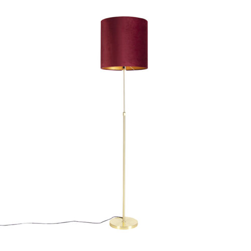 Állólámpa arany/bronz vörös bársony árnyékolóval 40/40 cm - Parte