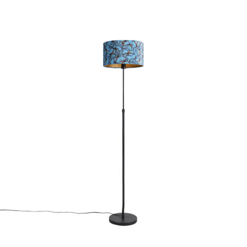 Állólámpa fekete bársony árnyékolóval pillangókkal 35 cm - Parte
