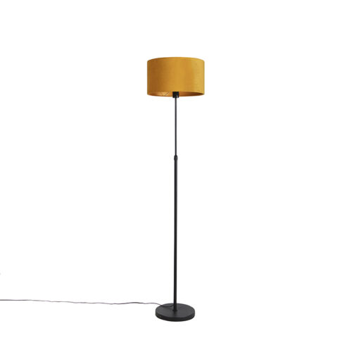 Állólámpa fekete bársony árnyékolóval okker sárga arannyal 35 cm - Parte