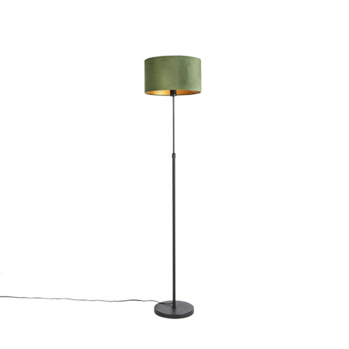 Állólámpa fekete bársony árnyékolóval zölddel és arannyal 35 cm - Parte