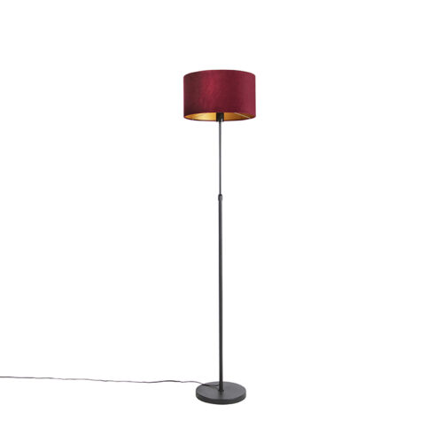 Állólámpa fekete piros bársony árnyékolóval aranyozott 35 cm - Parte