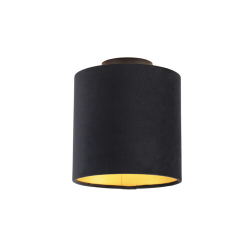 Mennyezeti lámpa fekete és arany bársony árnyékolóval 20 cm - Combi Black